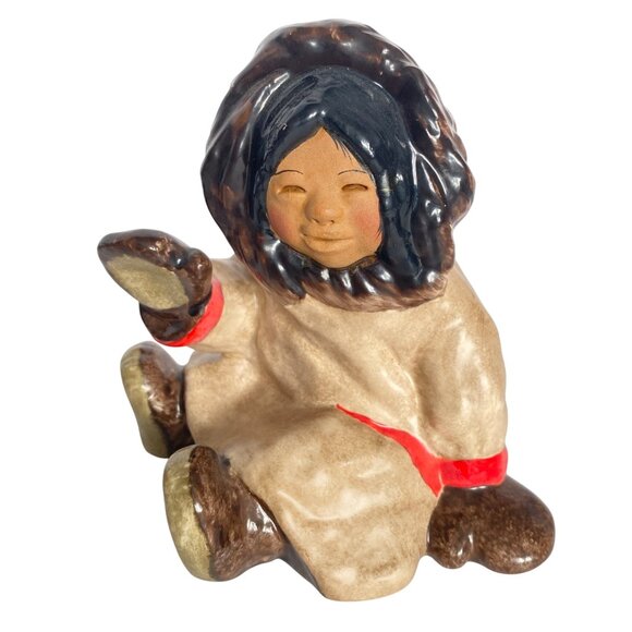 1982 Dinah Inuit Eskimo Figurine C Alan Johnson Hand-Painted 4x4.25x3in Ceramic - Picture 1 of 12